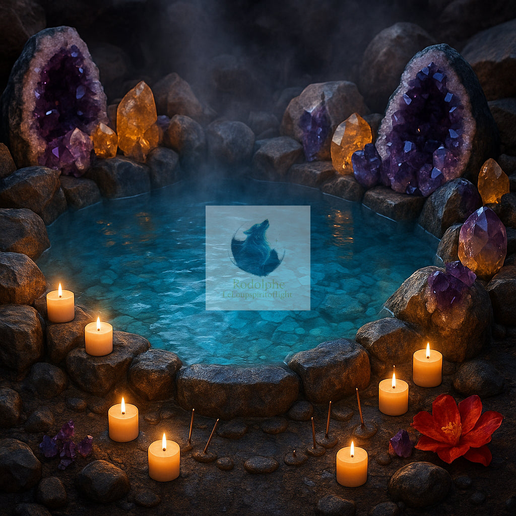 Source chaude dans une grotte