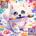 Bébé Samoyède Kawaii Peintre en herbe