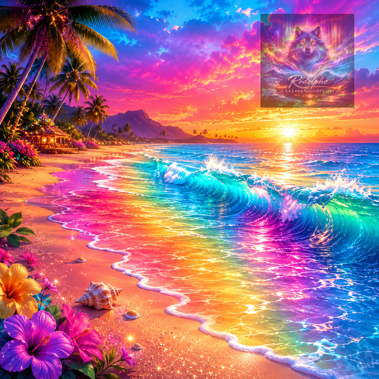 Plage paradisiaque au coucher du soleil