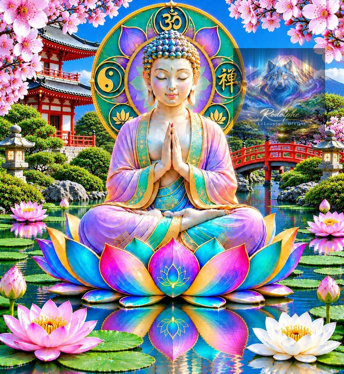 boudha au lotus pastel