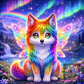 Chien arc en ciel sur les aurores boréales