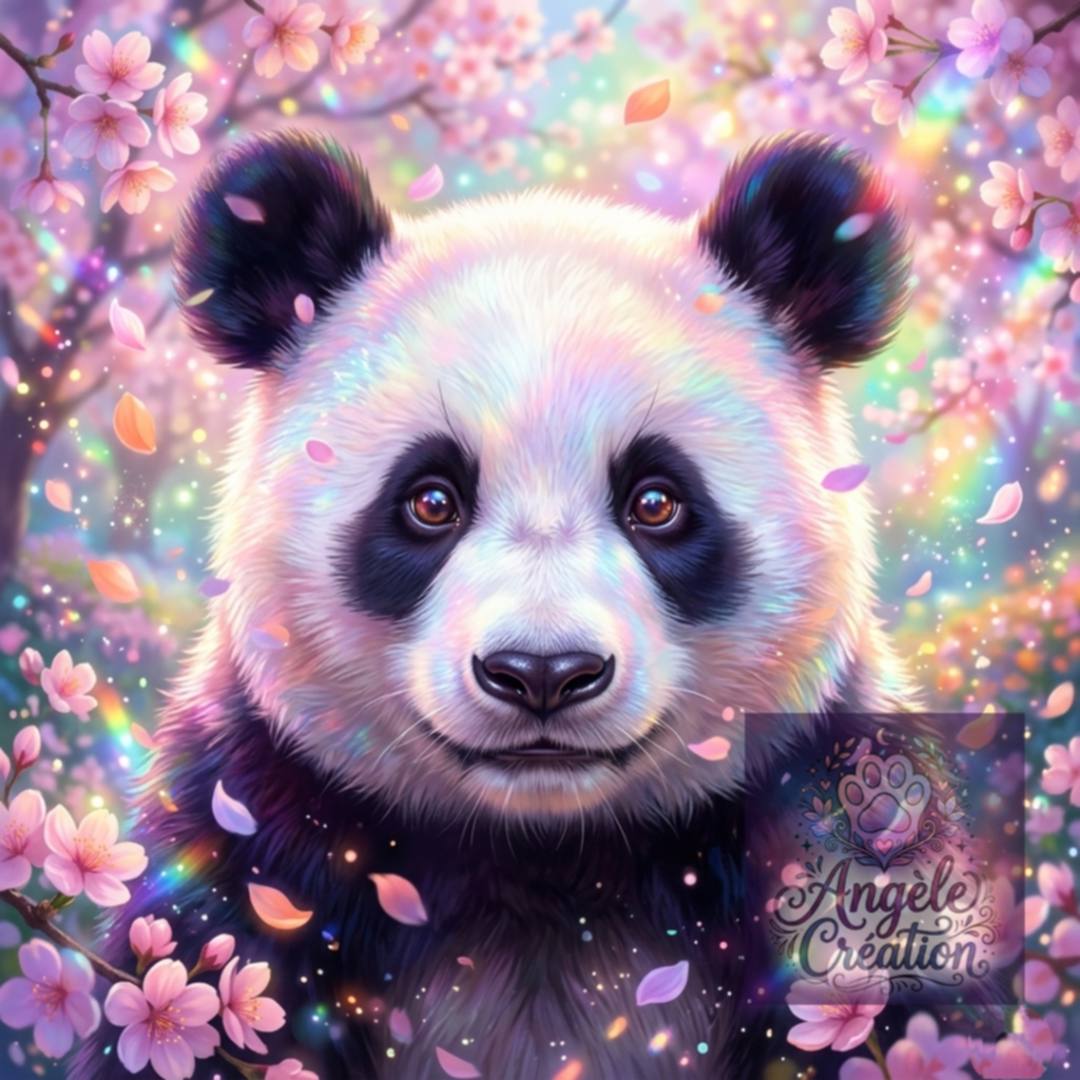 Panda sous les fleurs de cerisiers