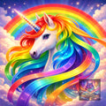 Licorne magique a la crinière arc en ciel